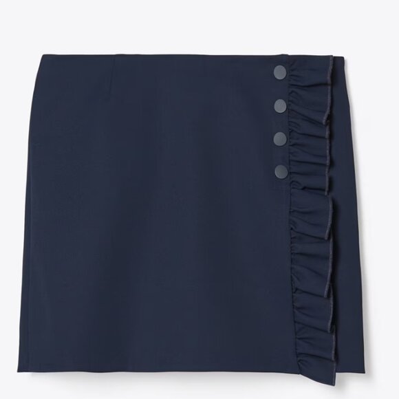 Tory Burch Tech Twill Golf Skort Size XL Navy Blue Ruffle Skirt Shorts Sporty - Picture 14 of 14